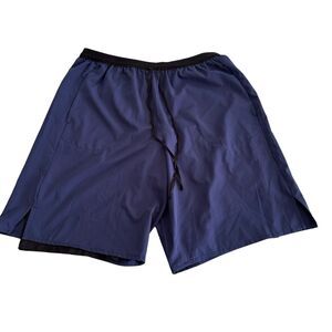 Linea Uomo Men Compression Running Cycling Blue Shorts Zip Back Pocket Size XXL
